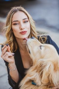 Woman With Brown Dog