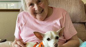 A 100 year old lady has found the ideal companion in an eleven year old pooch after welcoming it into her home as an adoptive pet.